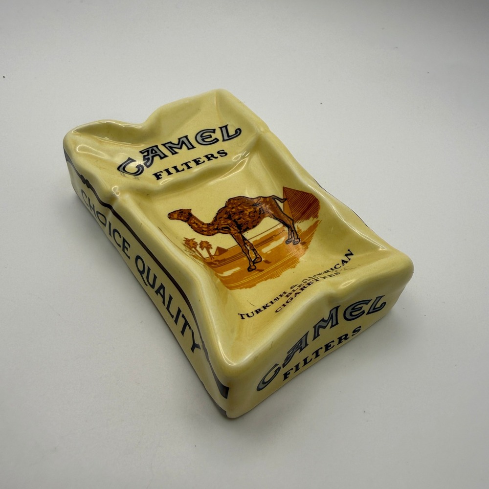 Vintage Camel Filters Cigarette Pack Ceramic Ashtray Joe Camel Tobacciana